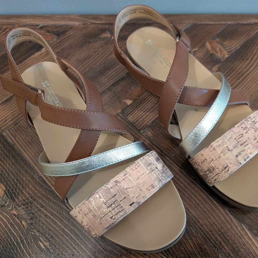 Naturalizer Kandy Womens Sandals Size 10 - Cork, Gold and Light Brown